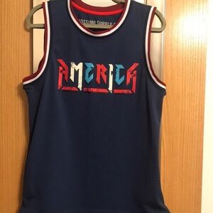 Red, white and blue “America” tank top.  Mossimo size Medium